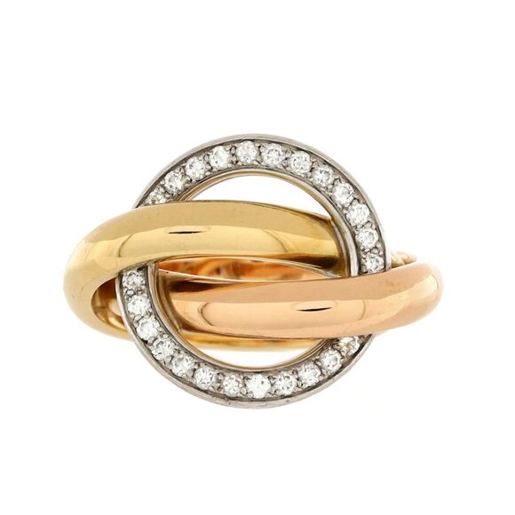 Cartier Jewelry - Cartier Trinity Crash Ring 18K Tricolor Gold and Diamonds -